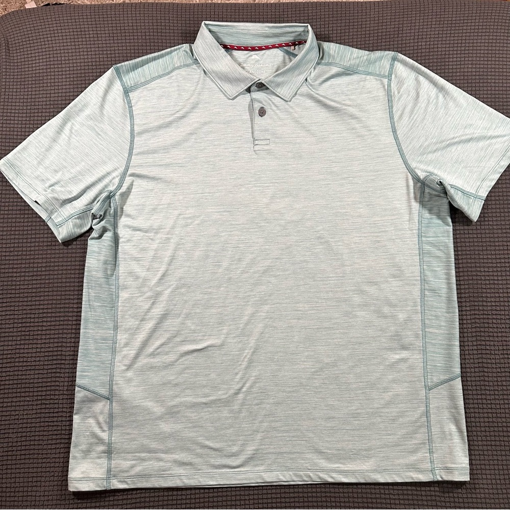 Tommy Bahama IslandZone Polo Shirt Mens XL Heathered Seafoam Green UPF 30